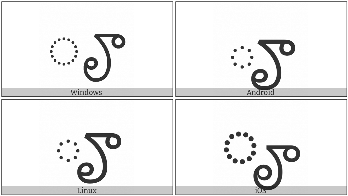 Telugu Vowel Sign Vocalic Rr on various operating systems