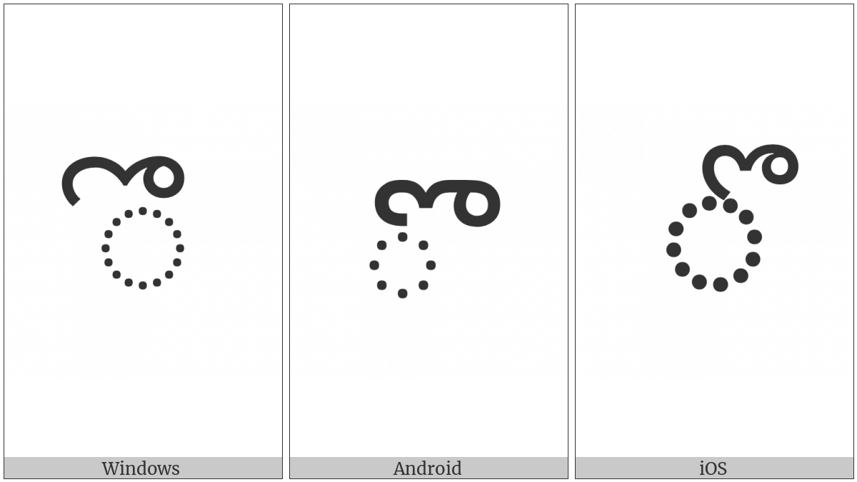 Telugu Vowel Sign O on various operating systems