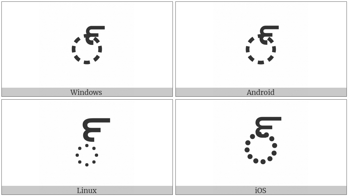 Telugu Sign Virama on various operating systems