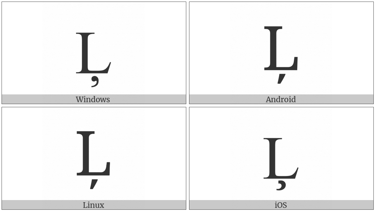 Latin Capital Letter L With Cedilla on various operating systems