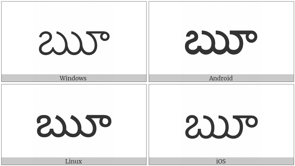 Telugu Letter Vocalic Rr on various operating systems