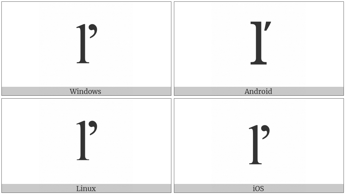 Latin Small Letter L With Caron on various operating systems