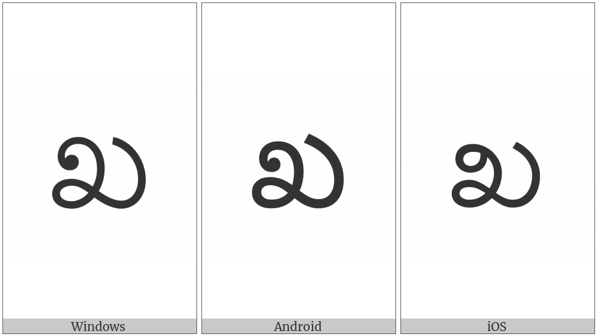 Kannada Letter Kha on various operating systems