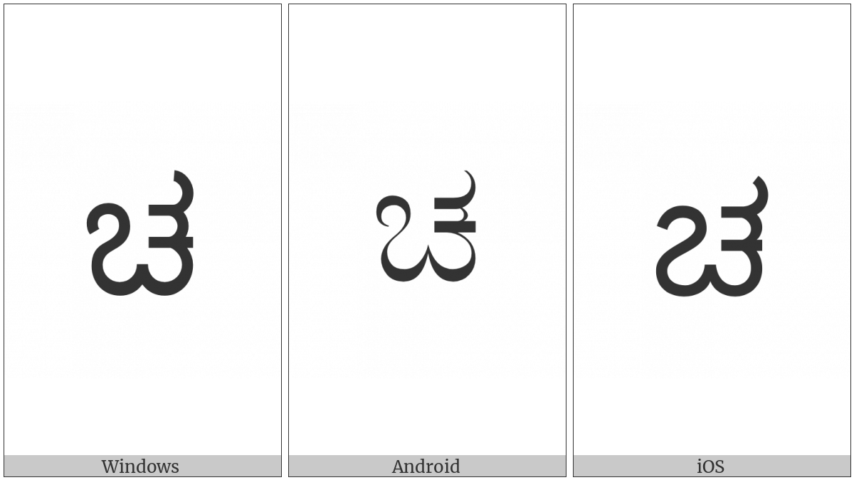 Kannada Letter Ca on various operating systems