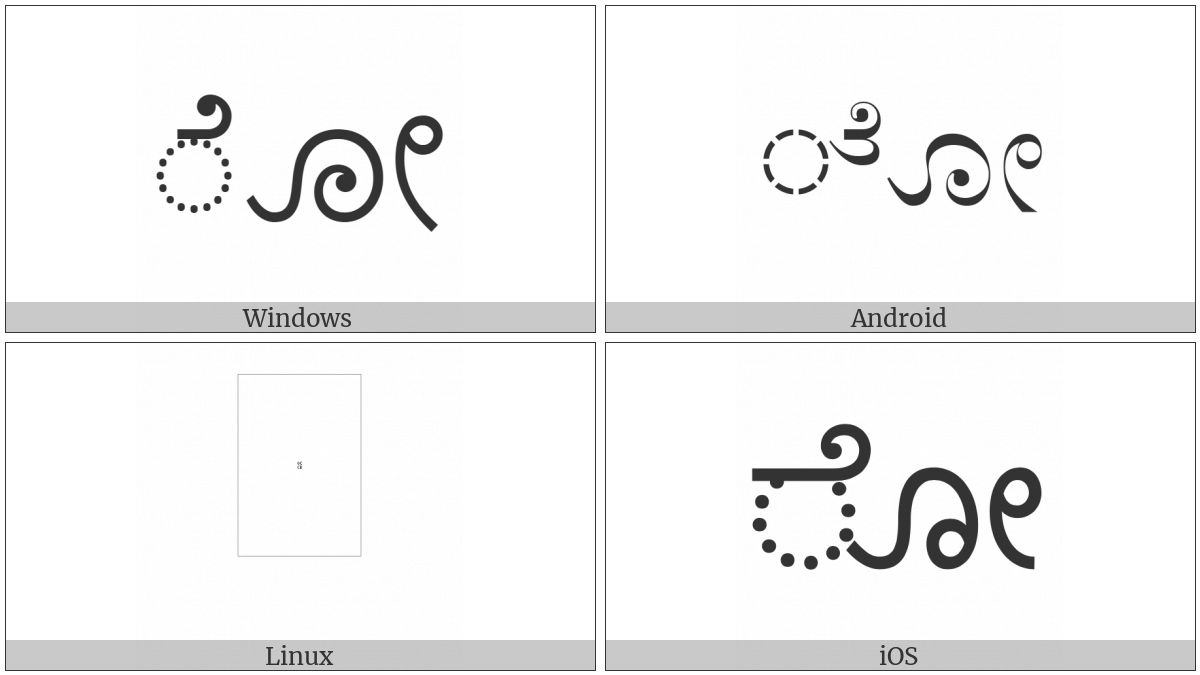 Kannada Vowel Sign Oo on various operating systems