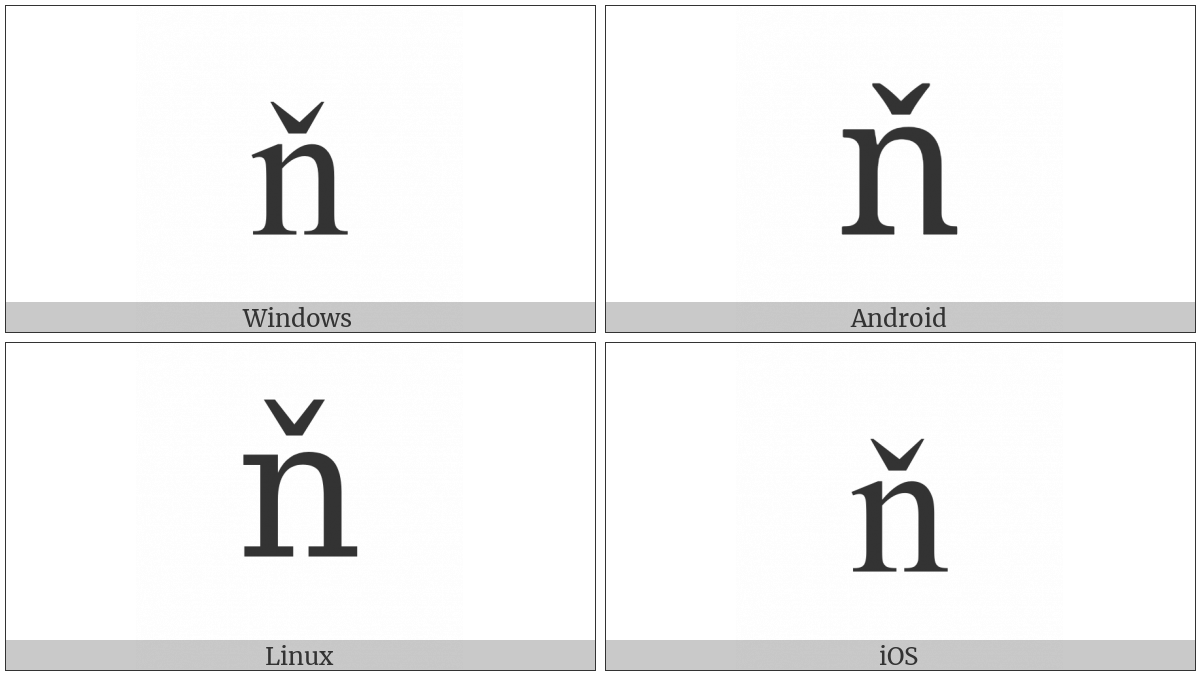 Latin Small Letter N With Caron on various operating systems