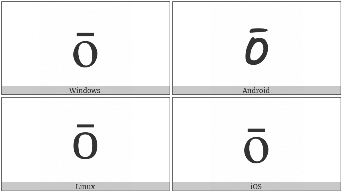 Latin Small Letter O With Macron on various operating systems