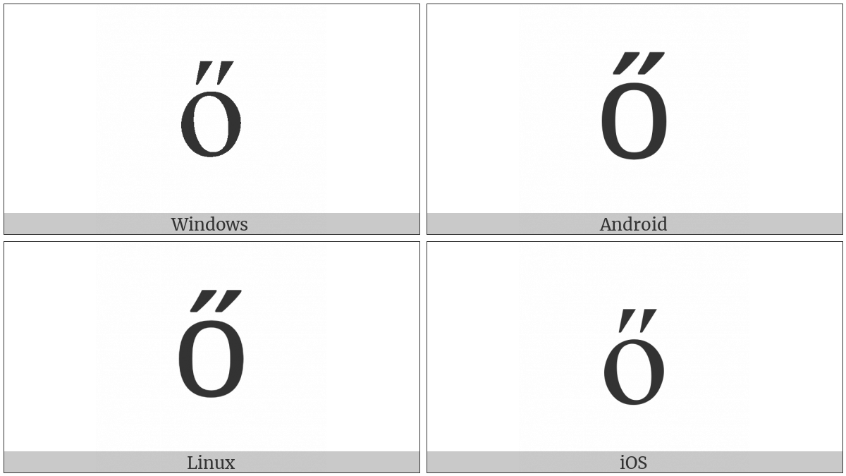 Latin Small Letter O With Double Acute on various operating systems