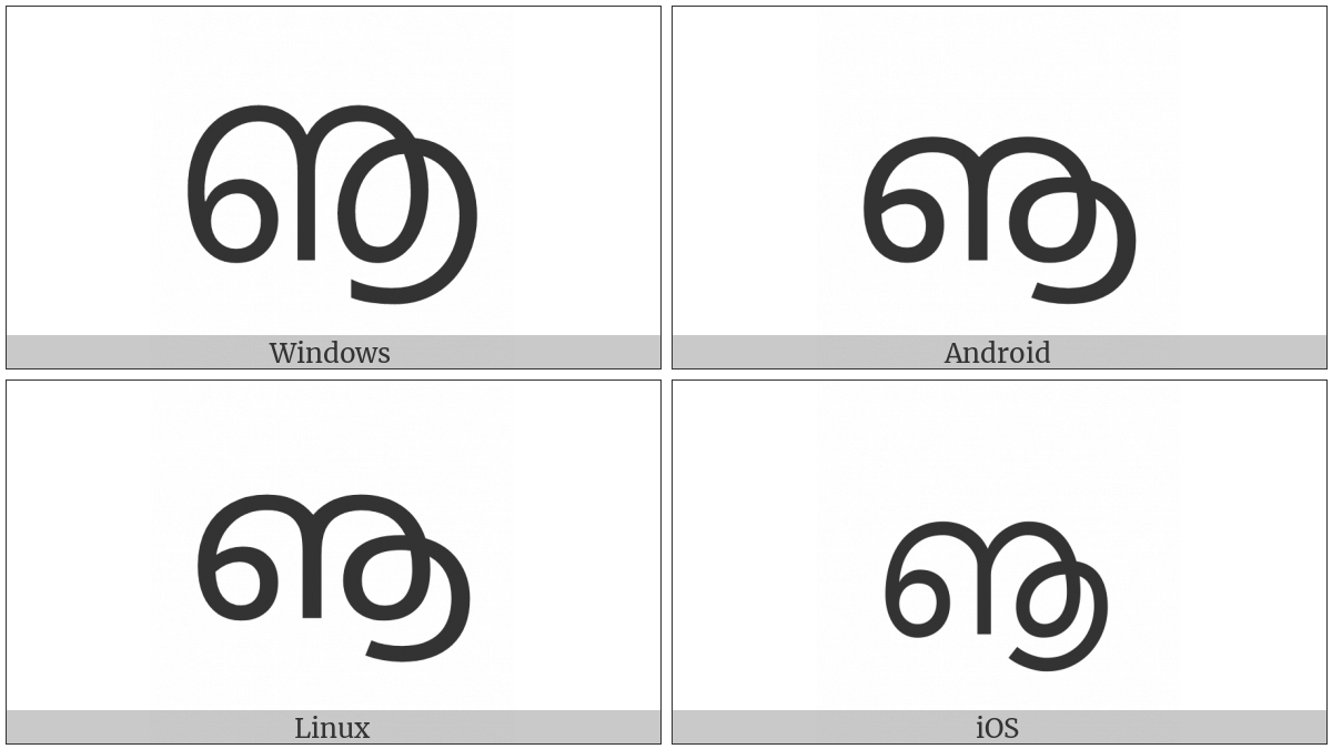 Malayalam Letter Vocalic Ll on various operating systems