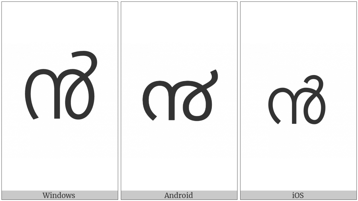 Malayalam Digit Nine on various operating systems