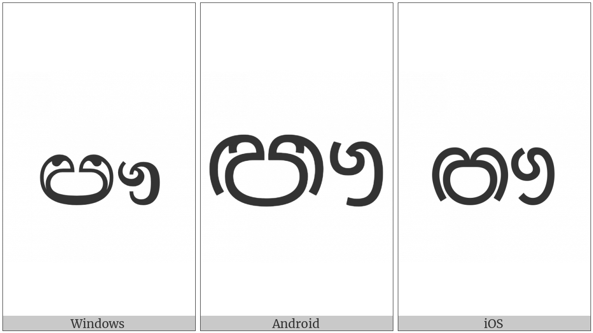 Sinhala Letter Iluuyanna on various operating systems