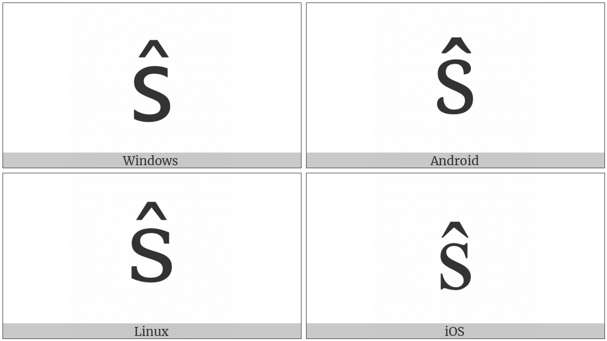 Latin Small Letter S With Circumflex on various operating systems