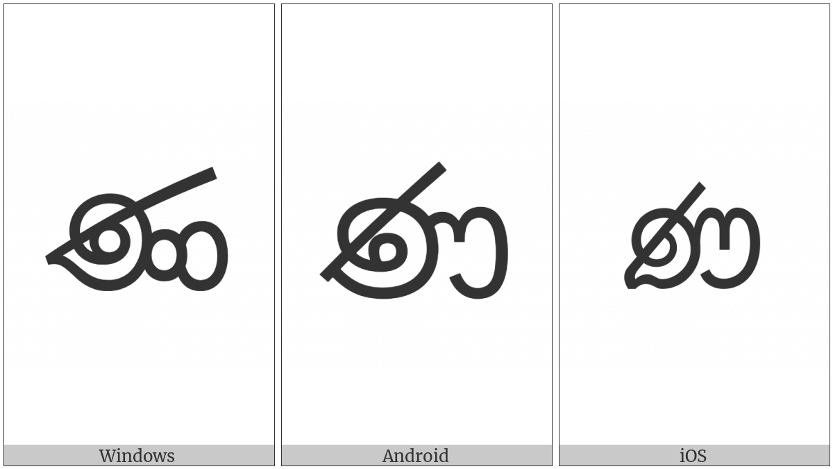 Sinhala Letter Muurdhaja Nayanna on various operating systems