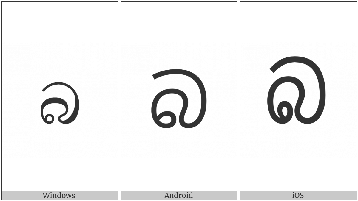 Sinhala Letter Alpapraana Bayanna on various operating systems