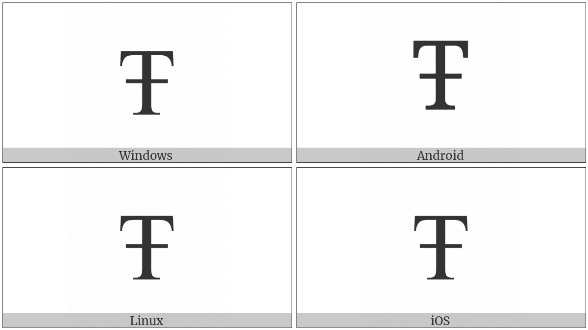 Latin Capital Letter T With Stroke on various operating systems