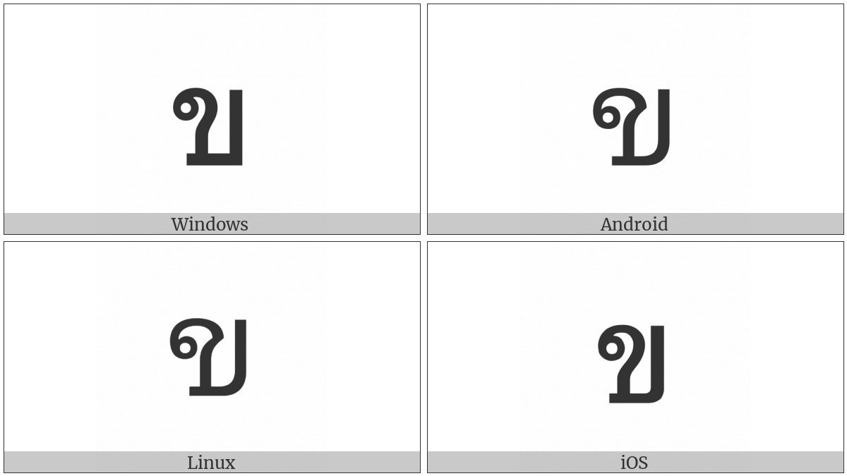 Thai Character Kho Khai on various operating systems