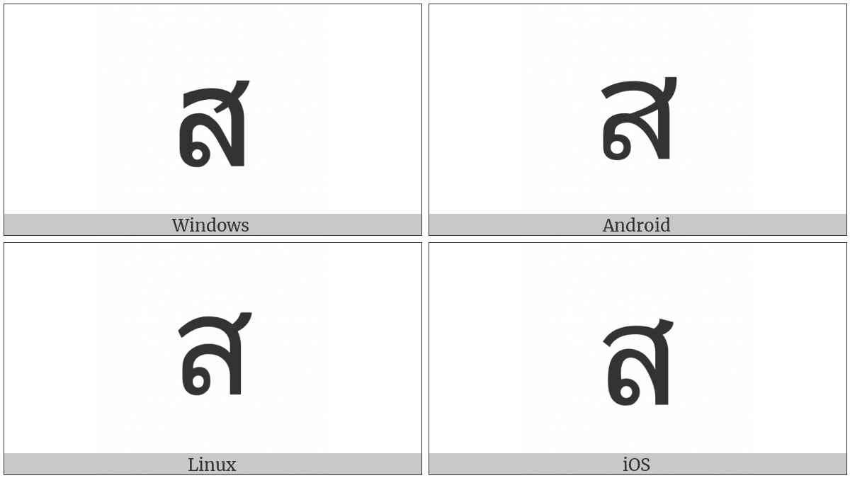 Thai Character So Sua on various operating systems