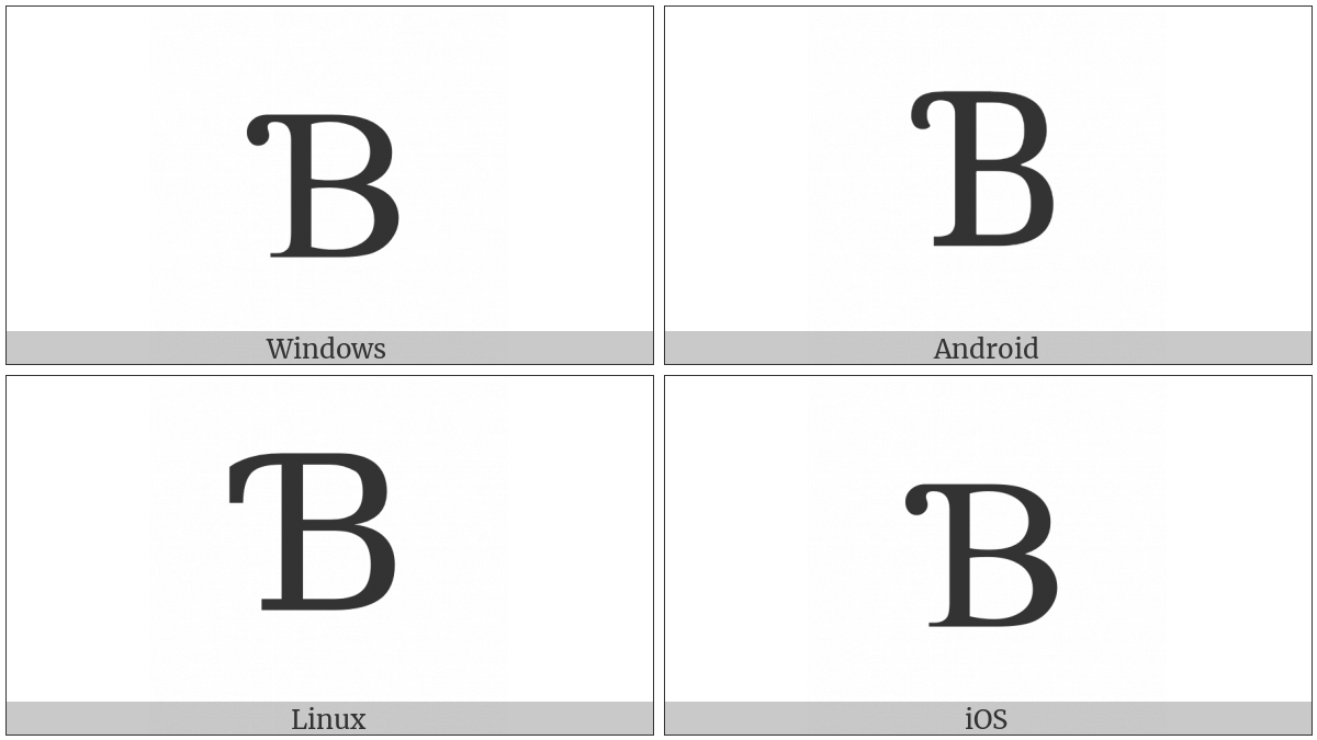 Latin Capital Letter B With Hook on various operating systems