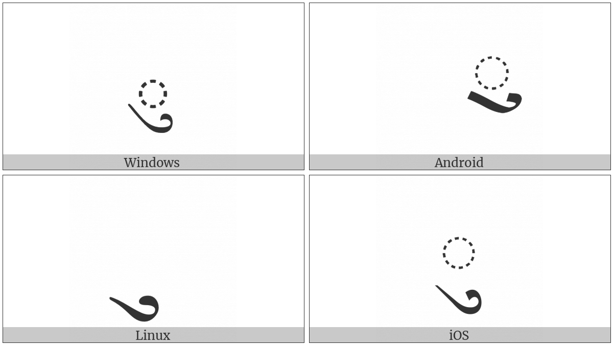 Tibetan Vowel Sign U on various operating systems