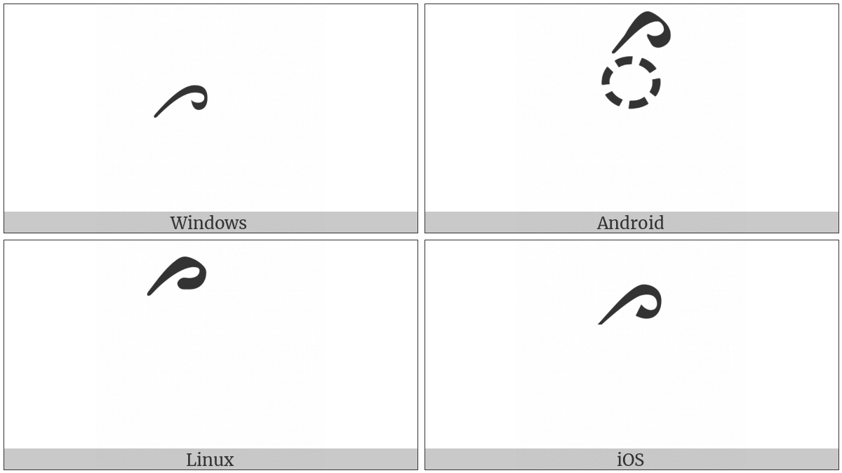 Tibetan Vowel Sign Reversed I on various operating systems