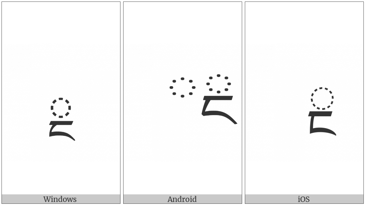 Tibetan Subjoined Letter Nga on various operating systems