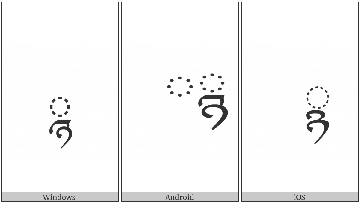 Tibetan Subjoined Letter Nya on various operating systems