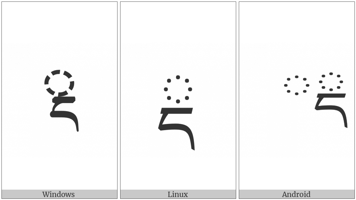 Tibetan Subjoined Letter Da on various operating systems