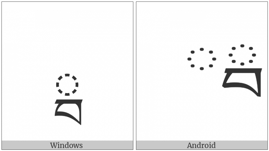 Tibetan Subjoined Letter Ba on various operating systems