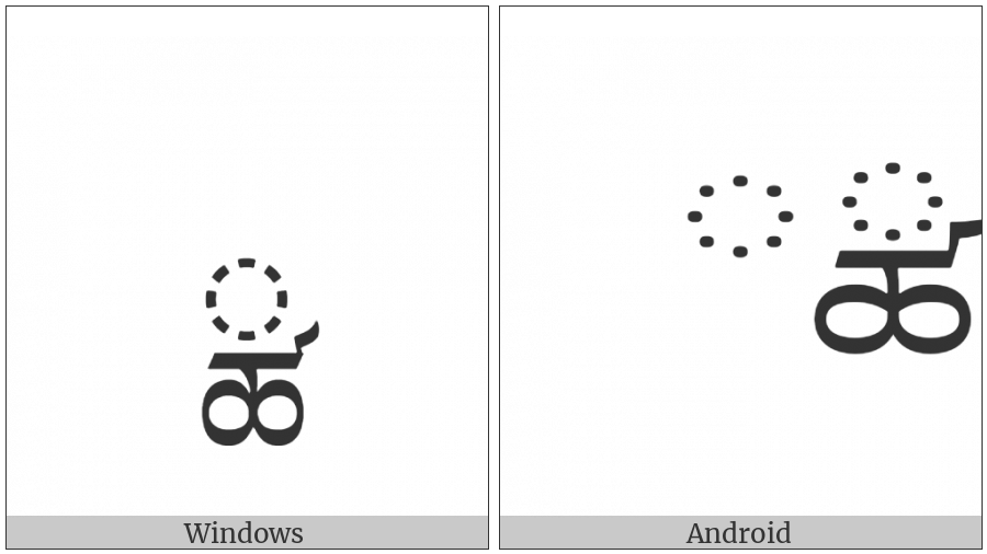 Tibetan Subjoined Letter Tsha on various operating systems