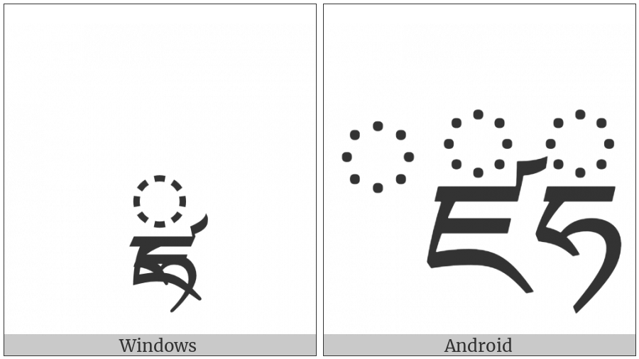 Tibetan Subjoined Letter Dzha on various operating systems