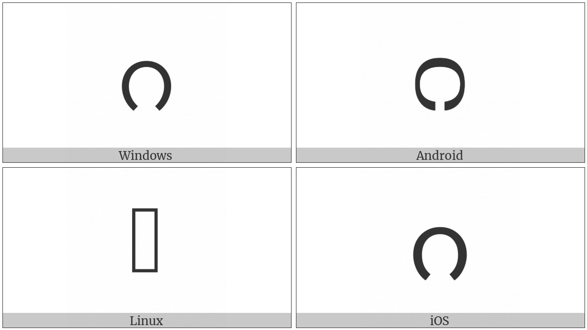 Myanmar Letter Ga on various operating systems