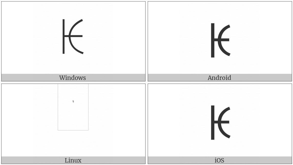 Yi Syllable Bi on various operating systems