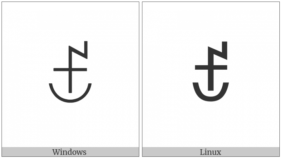 Yi Syllable Gip on various operating systems