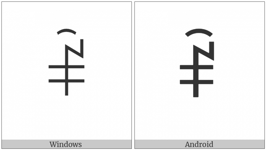 Yi Syllable Yiex on various operating systems