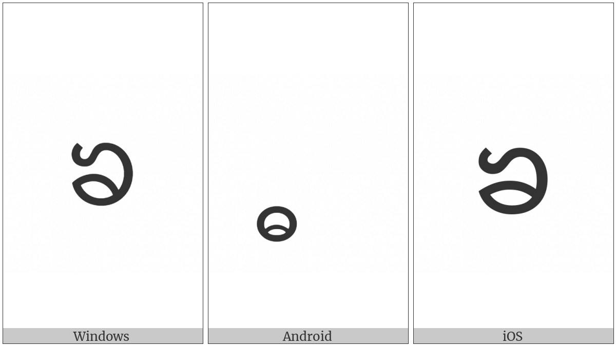 Myanmar Letter Shan Kha on various operating systems