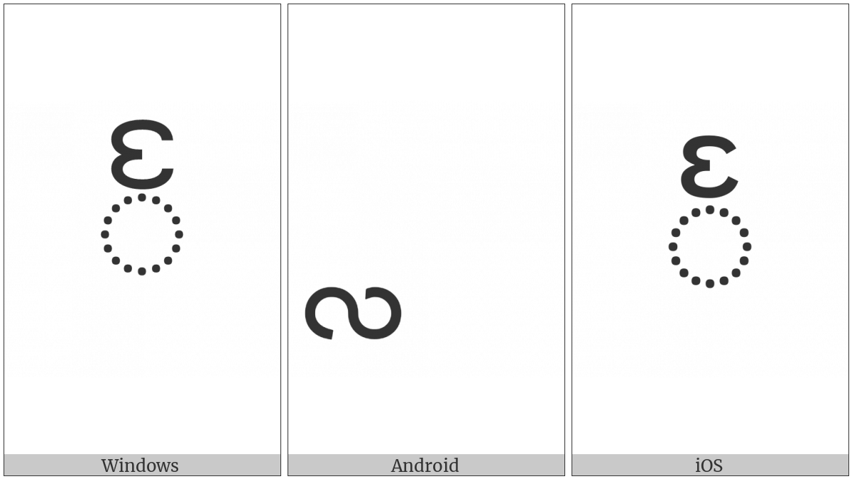 Myanmar Vowel Sign Shan E Above on various operating systems