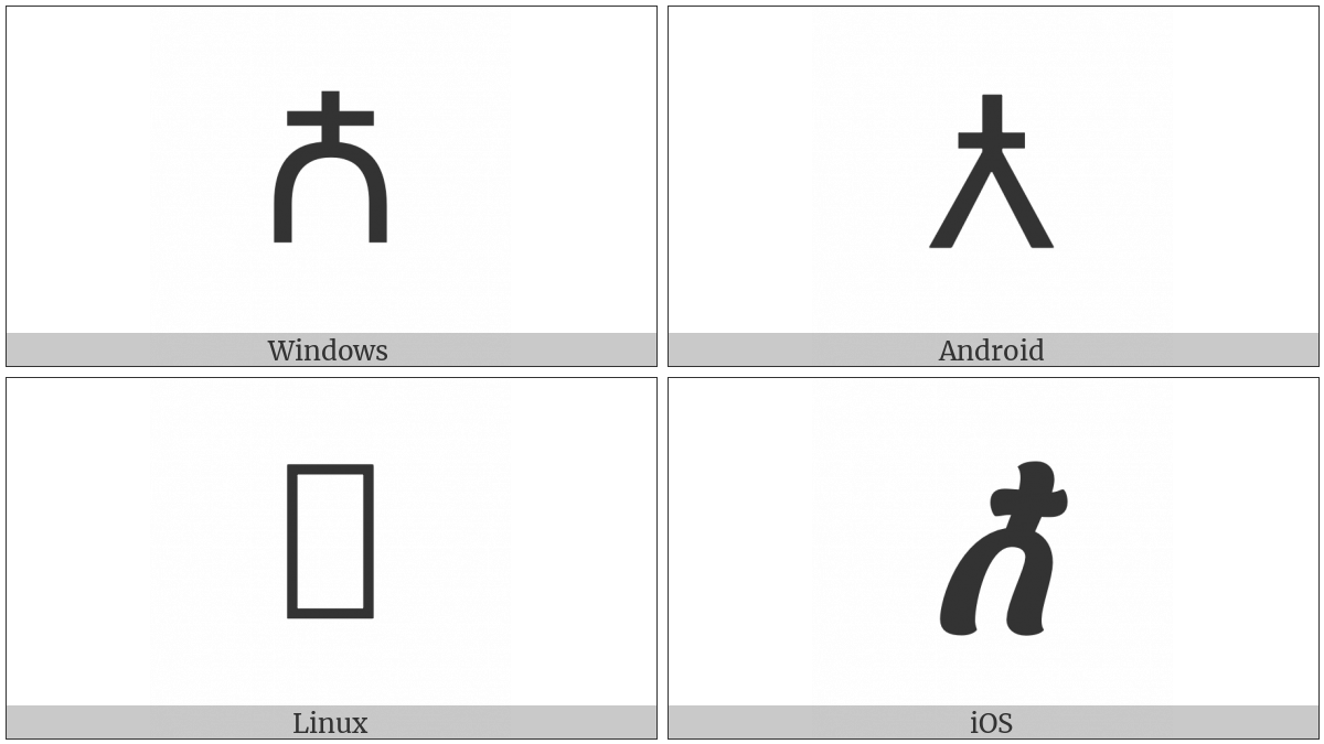 Cyrillic Capital Letter Djerv on various operating systems