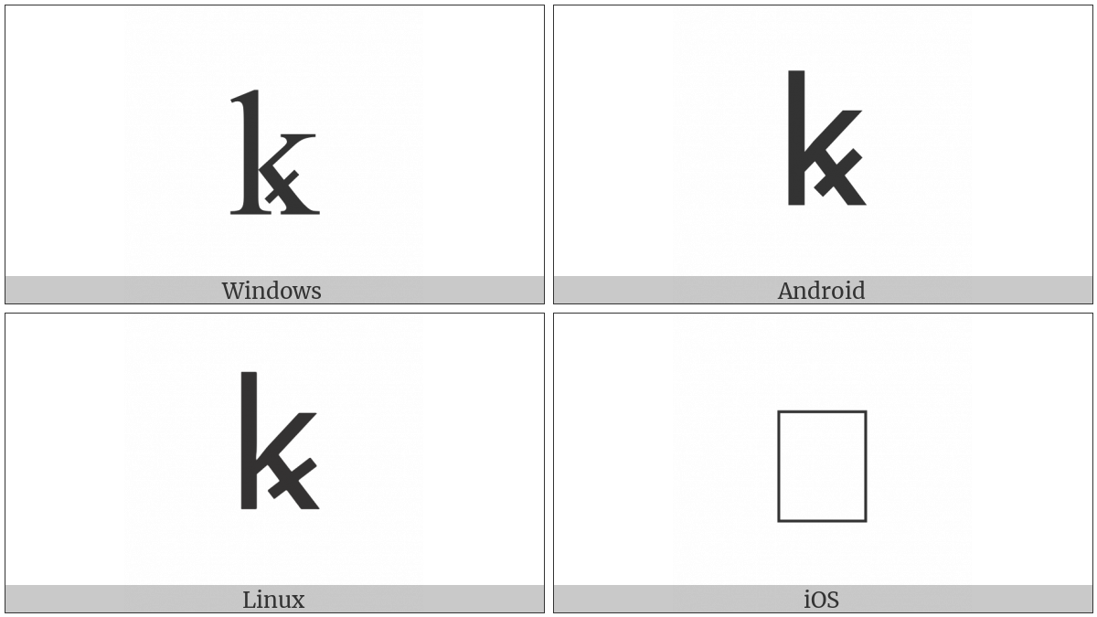 Latin Small Letter K With Diagonal Stroke on various operating systems