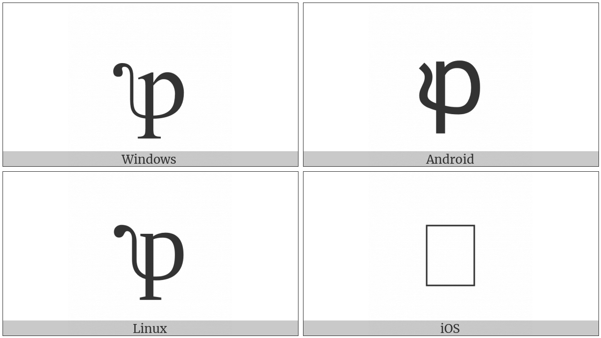 Latin Small Letter P With Squirrel Tail on various operating systems