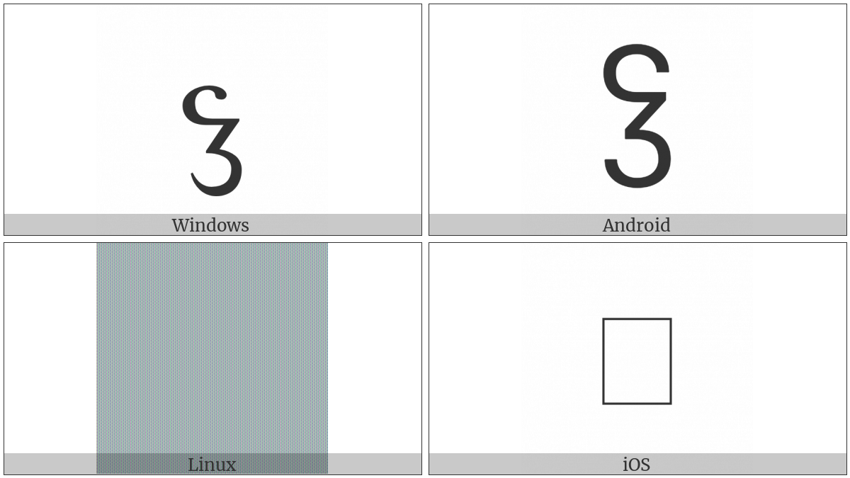 Latin Small Letter Visigothic Z on various operating systems