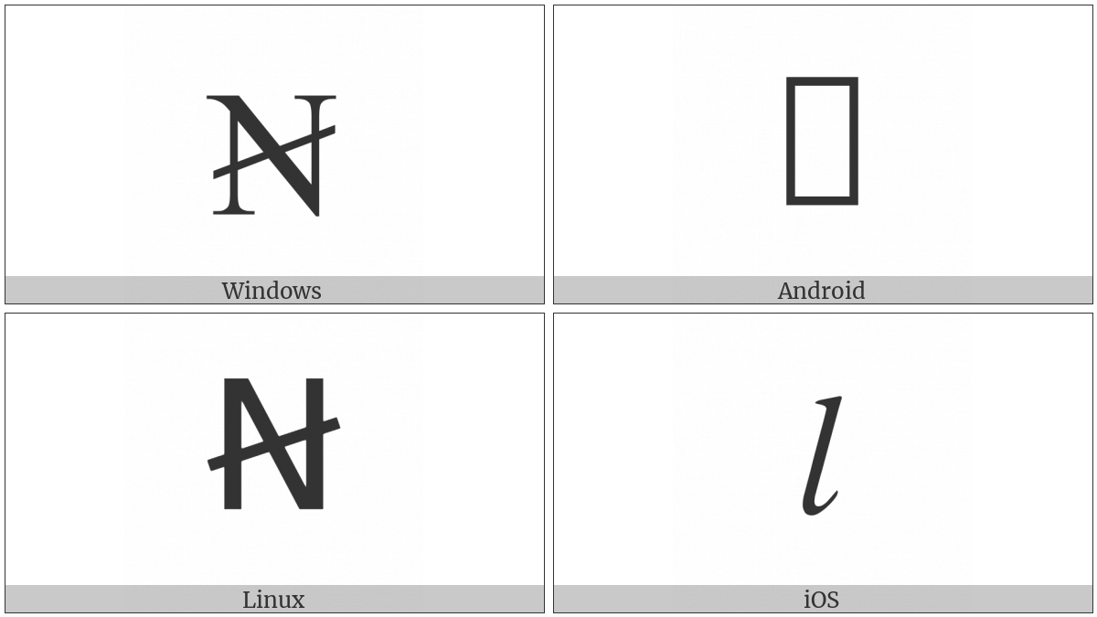 Latin Capital Letter N With Oblique Stroke on various operating systems