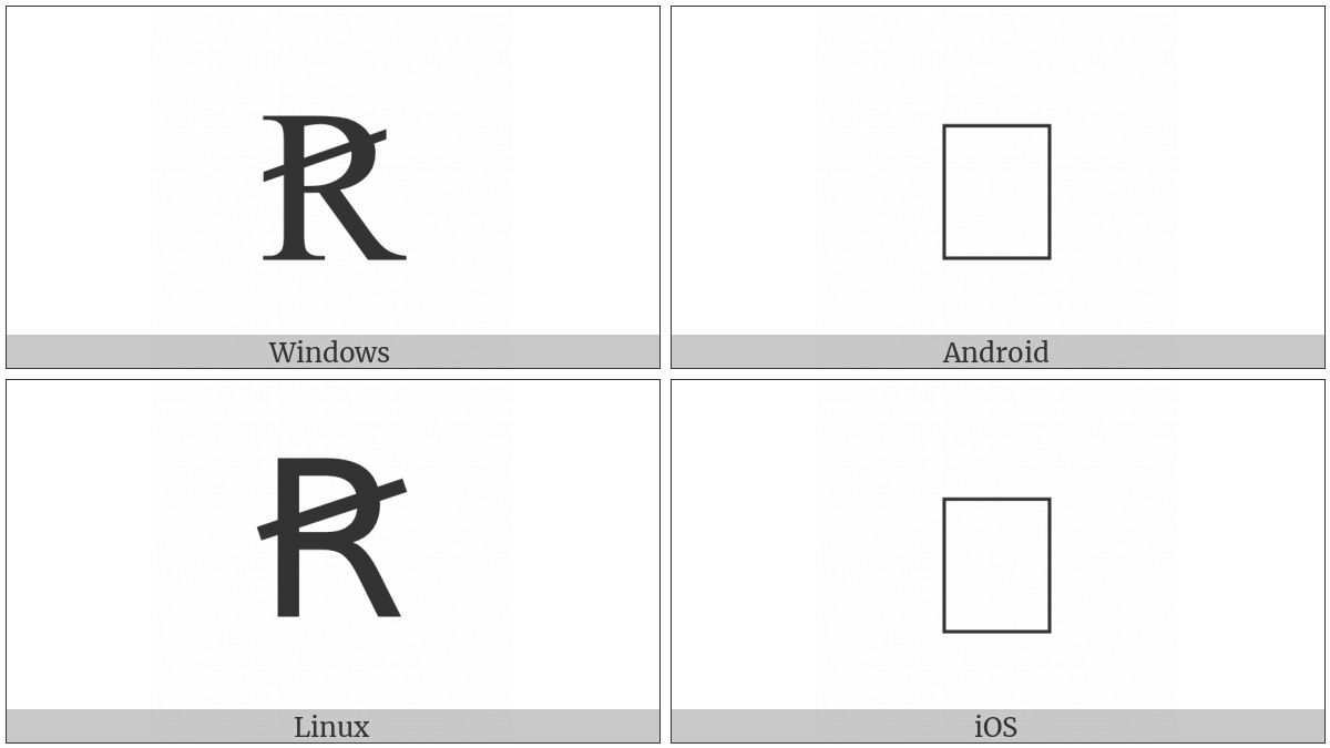 Latin Capital Letter R With Oblique Stroke on various operating systems