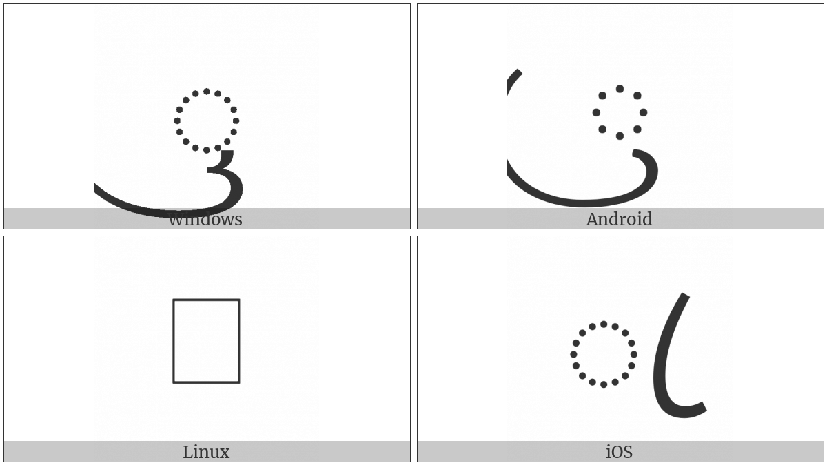 Javanese Consonant Sign Cakra on various operating systems