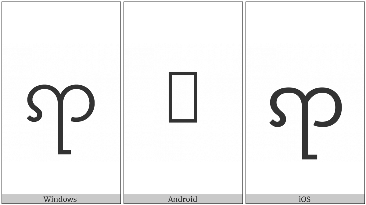 Myanmar Letter Tai Laing Nya on various operating systems