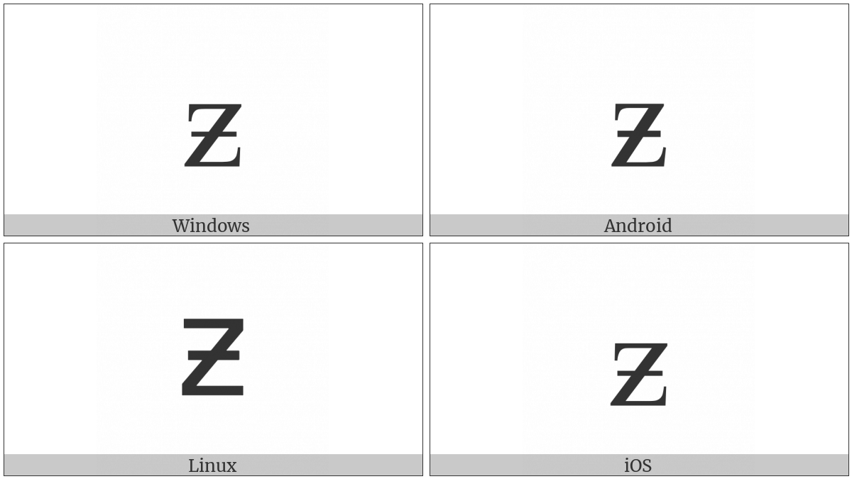 Latin Small Letter Z With Stroke on various operating systems