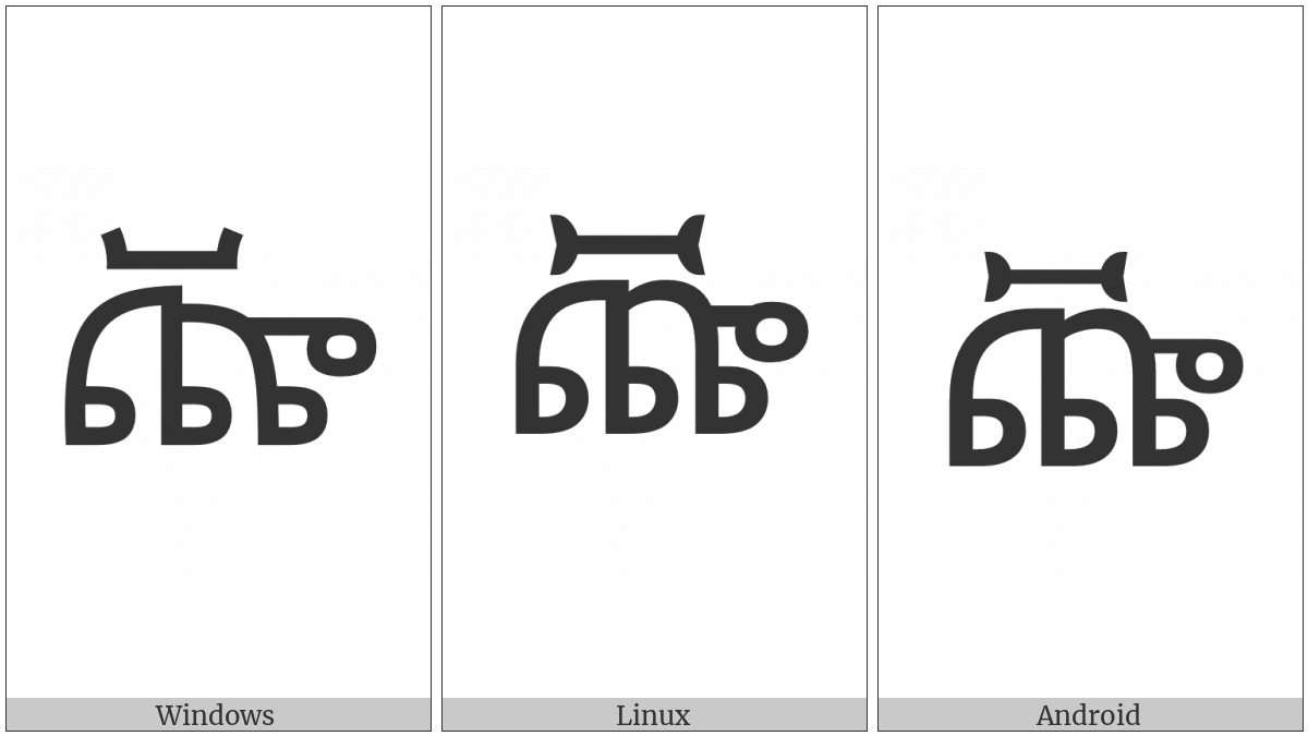 Ethiopic Syllable Cchhee on various operating systems