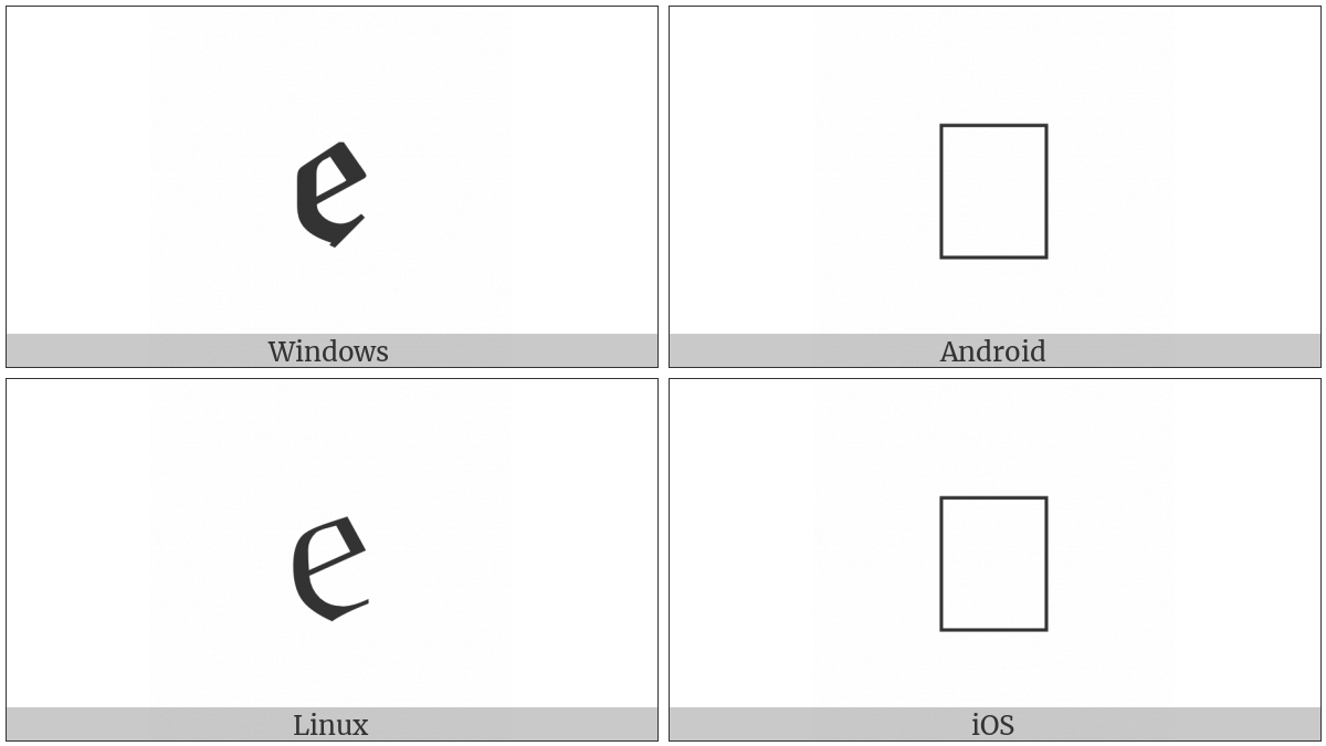 Latin Small Letter Blackletter E on various operating systems