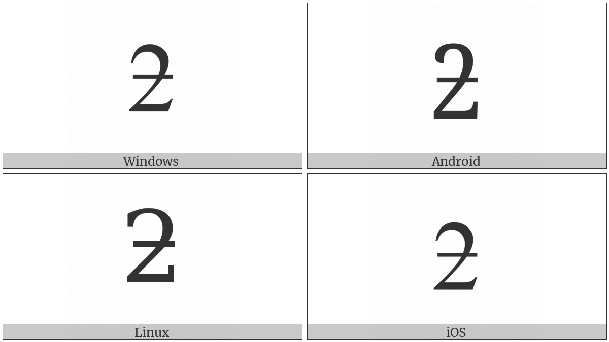 Latin Letter Two With Stroke on various operating systems