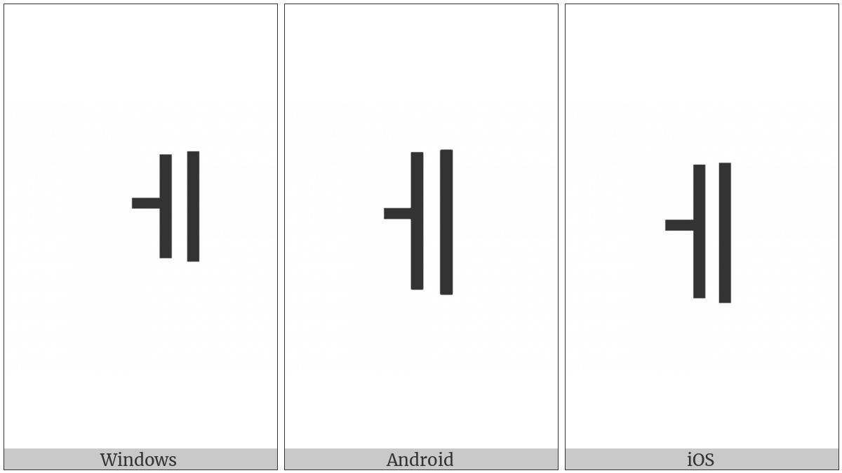 Hangul Jungseong E on various operating systems