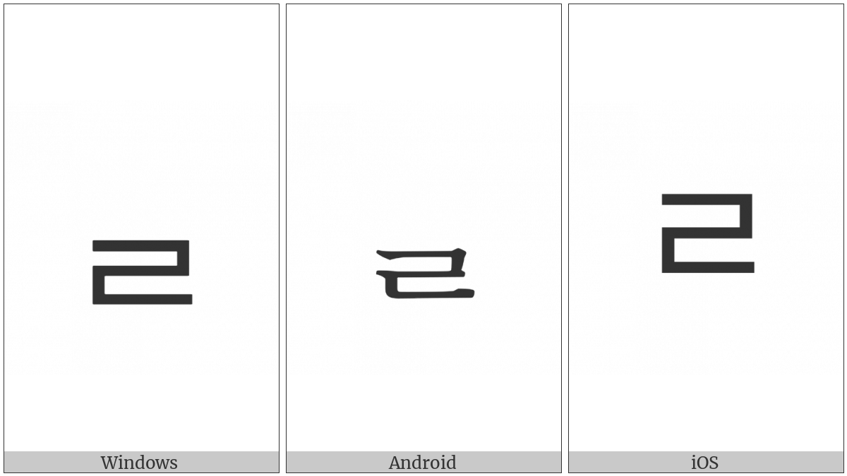 Hangul Jongseong Rieul on various operating systems